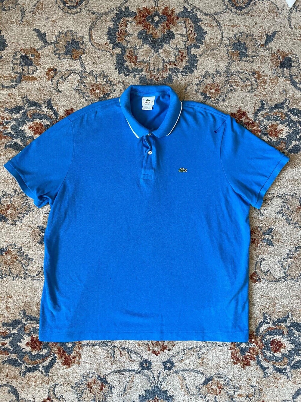 Lacoste Mens Size 8 3XL Polo Shirt Classic Fit Short Sleeve Blue